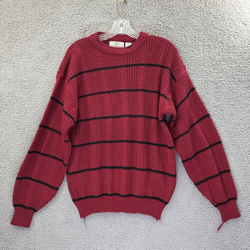 Vintage American Weekend Knit Striped Sweater Preppy Grunge Retro 90s Men Medium